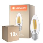 Voordeelpak 10x Ledvance Classic LED E27 Kaars Filament Helder 3.4W 470lm - 827 Zeer Warm Wit | Dimbaar - Vervangt 40W