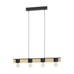 Eglo Hanglamp Bailrigg Staal Hout Zwart Bruin | IP20 - Geschikt voor 4x E27 