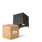 Voordeelpak 2x D'Lite Wandlamp Elingen Aluminium Zwart Up & Down 4.9W 480lm - 830 Warm Wit | IP65 - Lichtsensor